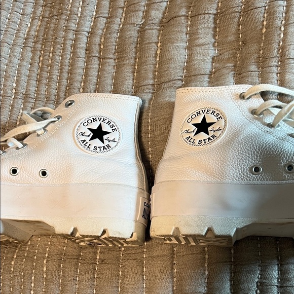 Converse All White Leather High-Tops - Picture 2 of 4